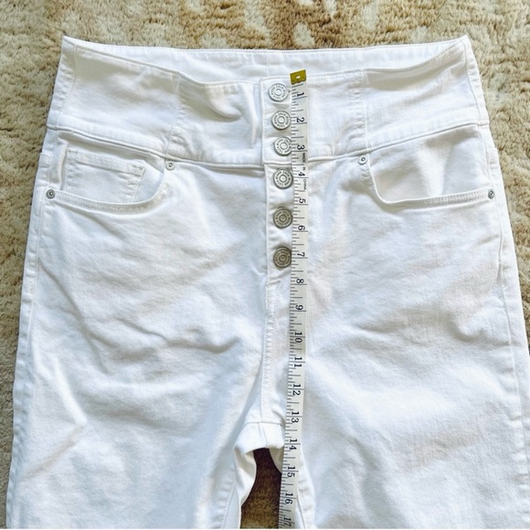 Joie Ultra High Waist Straight Leg Cropped Denim Jeans Button Fly White Size 32 - Picture 4 of 14